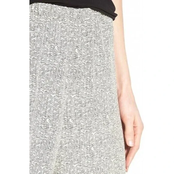 Eileen Fisher Women Creme Black Tencel Viscose Wide Leg Crop Pants Sz M